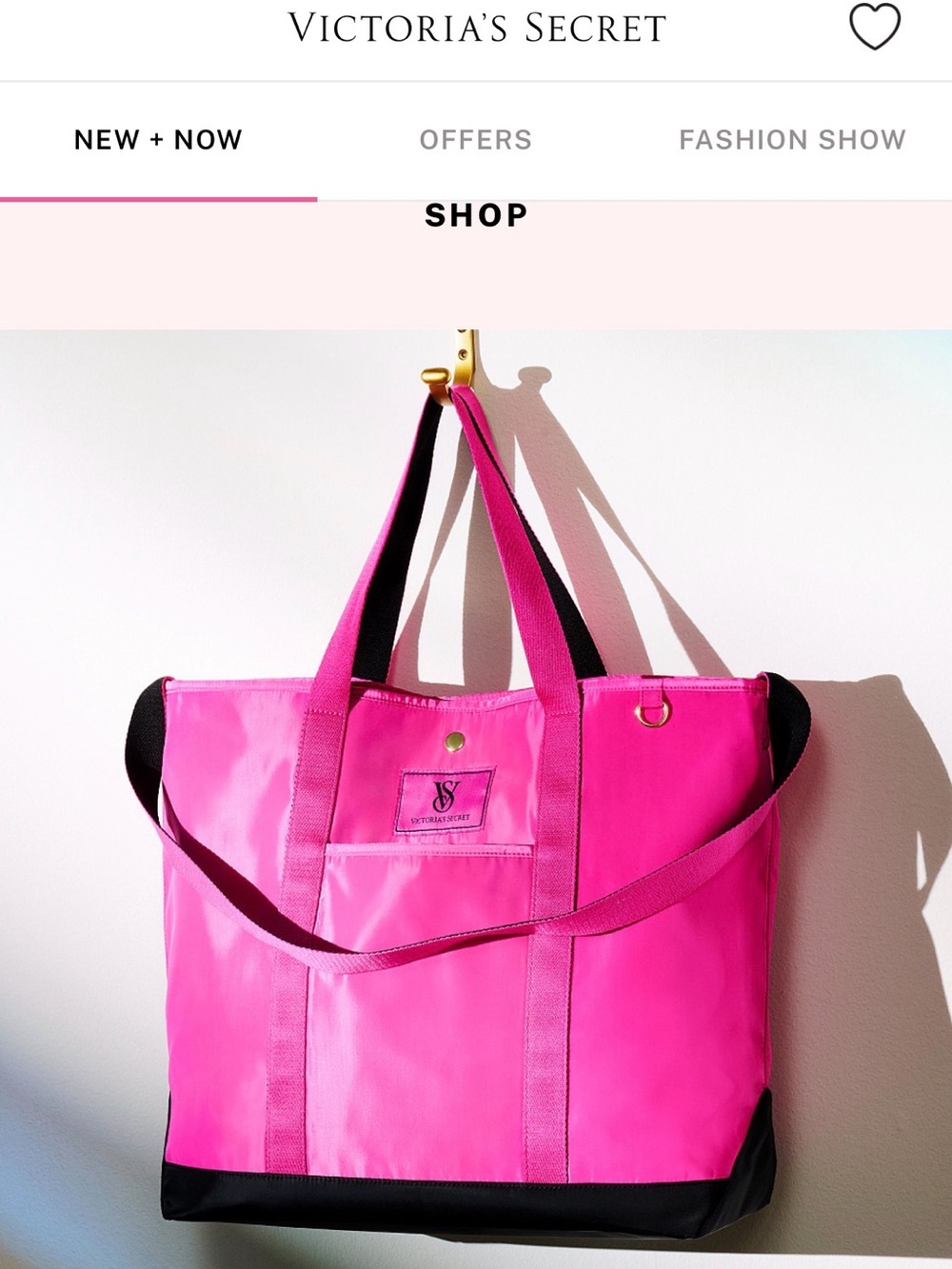Victoria's Secret Hot Pink Nylon Tote with Black Trim